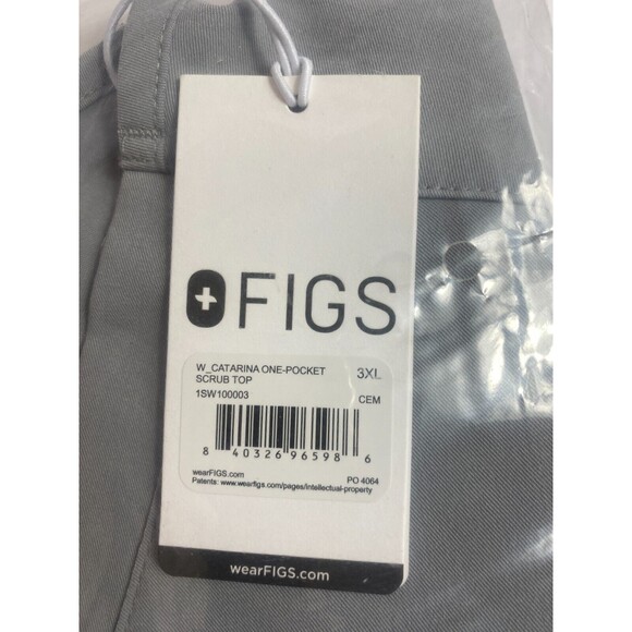 Figs Catarina One-Pocket Technical Collection Gray Cement Scrubs Top  3XL NWT - Picture 5 of 5